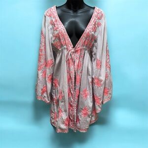 Melissa Odabash Kaftan Swim Coverup with Vibrant Embroidery in size L